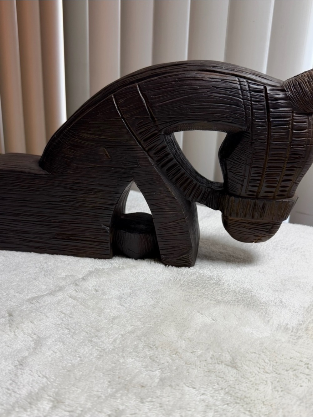Ashland Dark Brown Hand-Carved Style Wood Accent